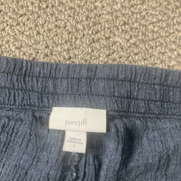 Pure Jill Womens Pants Size Large Blue Linen Cotton Blend Straight Leg Cropped - Picture 9 of 12
